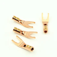 4 pcs hifi y spade plug pure red copper y spade jack connector for diy audio speaker cable