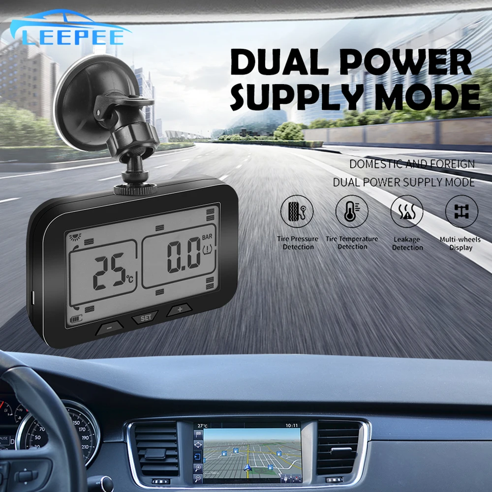 

Датчик давления в шинах, TPMS, на солнечной батарее, с ЖК-дисплеем и 8 внешними датчиками, 0-12 бар