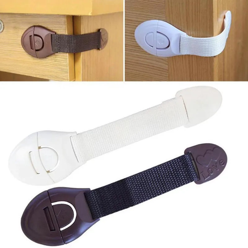 5Pc Cabinet Locks Baby Safety Lock Drawer Toilet Lock Multi-function Cloth Belt Safety Locks Cabinet Locks