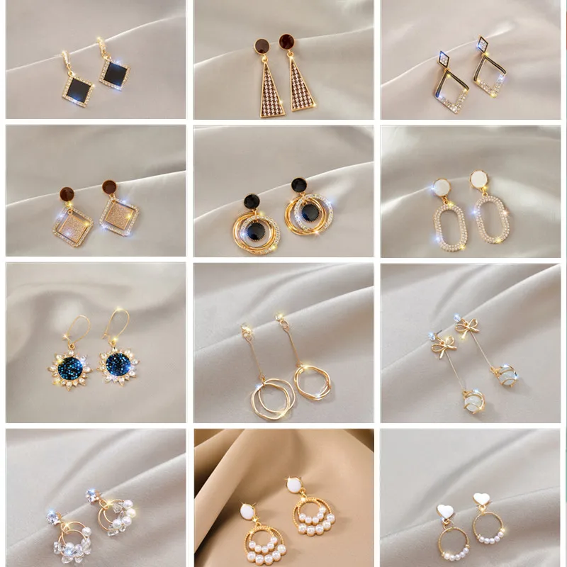 

Korean Fashion Earrings for Women New Jewelry Geometry Exaggerated Fashion Earrings Long Tassel Sweet Temperament Trend Earrings