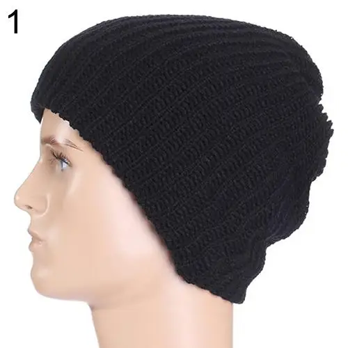 

Men's winter Hat 2020 Fashion Knitting Slouchy Beanie Cap Baggy Vertical Stripe Warm Winter Hat Soft Thick Black White Hats
