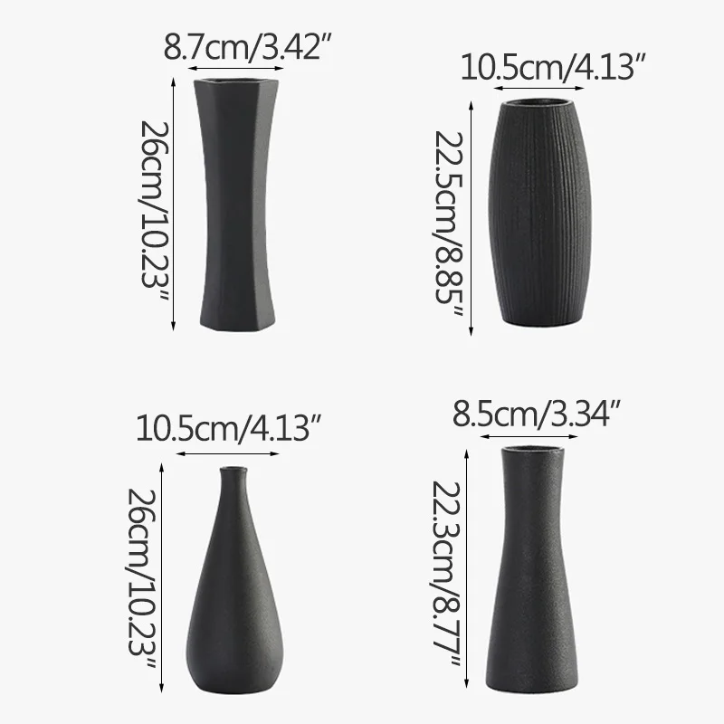 

Flower Arrangement Minimalist Black Ceramic Vase Ornament Home Office Decoration Desktop Art Crafts Flower Vase Wedding Gift