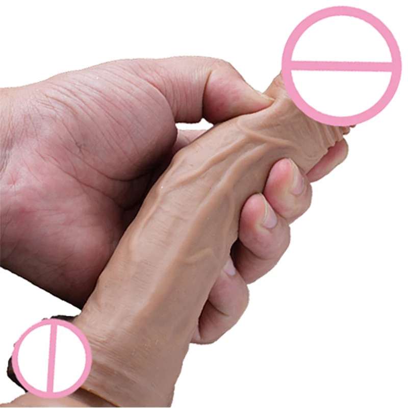 Супер мягкий реалистичный фаллоимитатор 8 дюймов с присоской для женщин ремешок