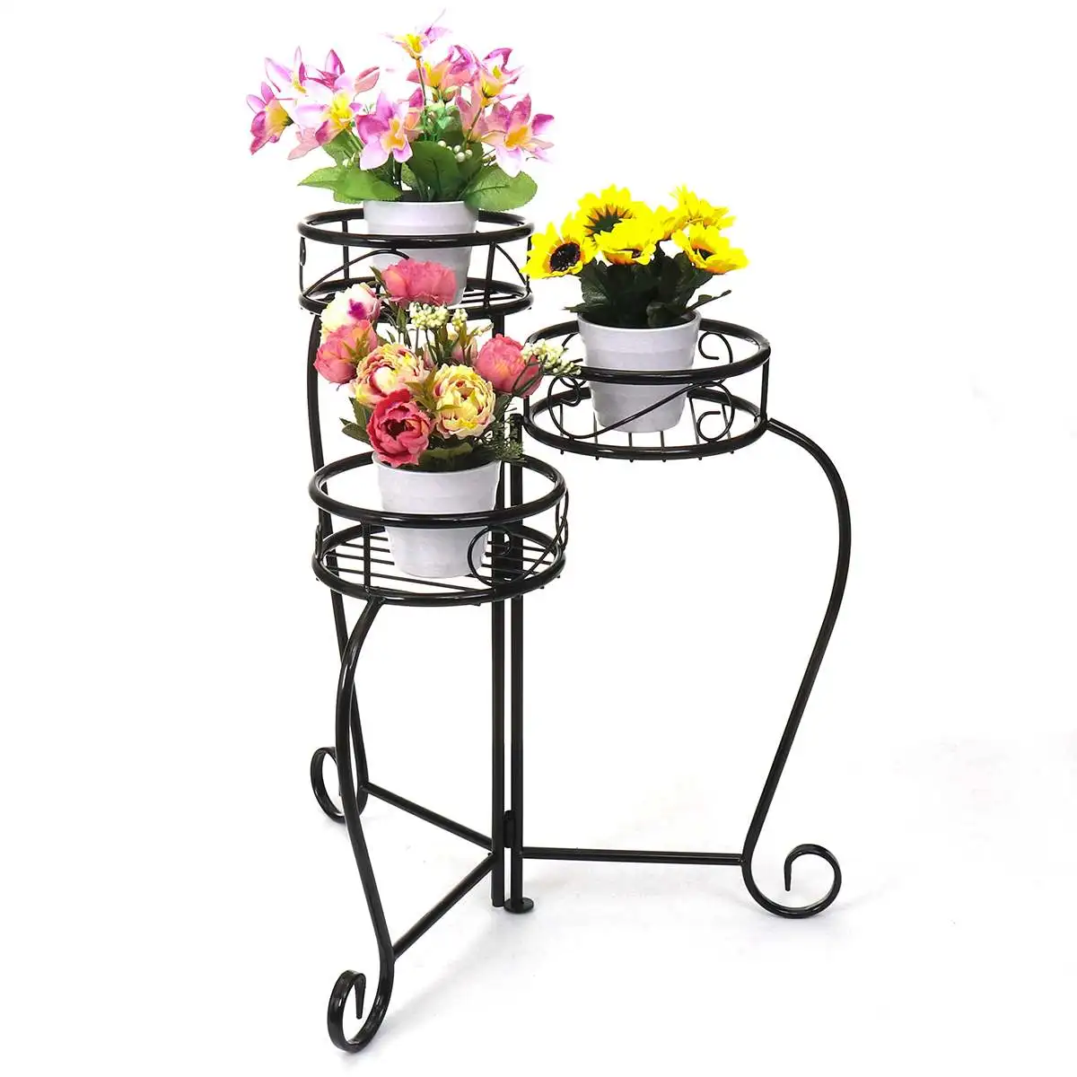 

3Tier Plant Stand Display Holder Flower Pot Shelf Indoor Outdoor Folding Metal Storage Rack Iron Frame Garden Decor