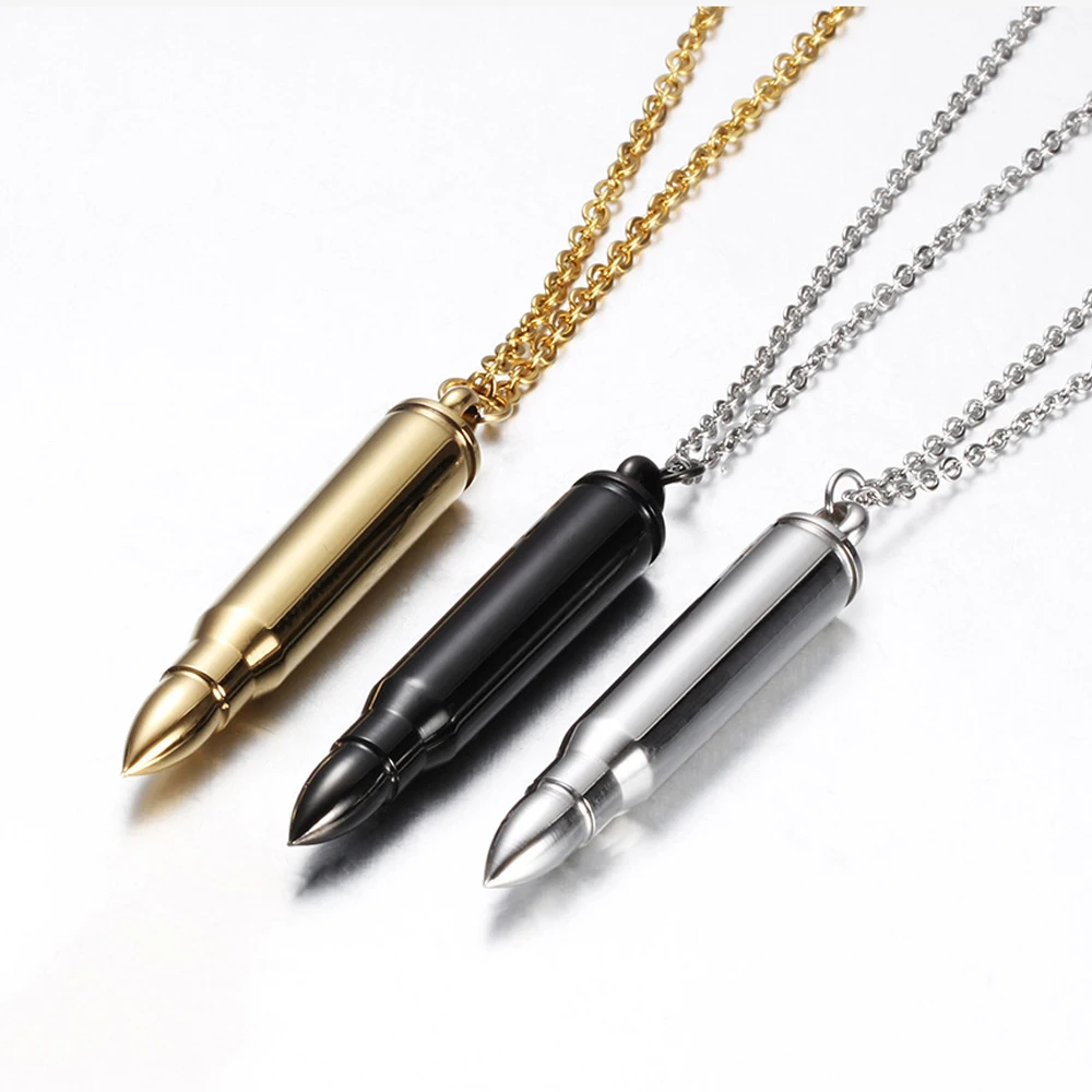 Модное панк ожерелье с кулоном в виде пули для мужчин стимпанк 316L ювелирное