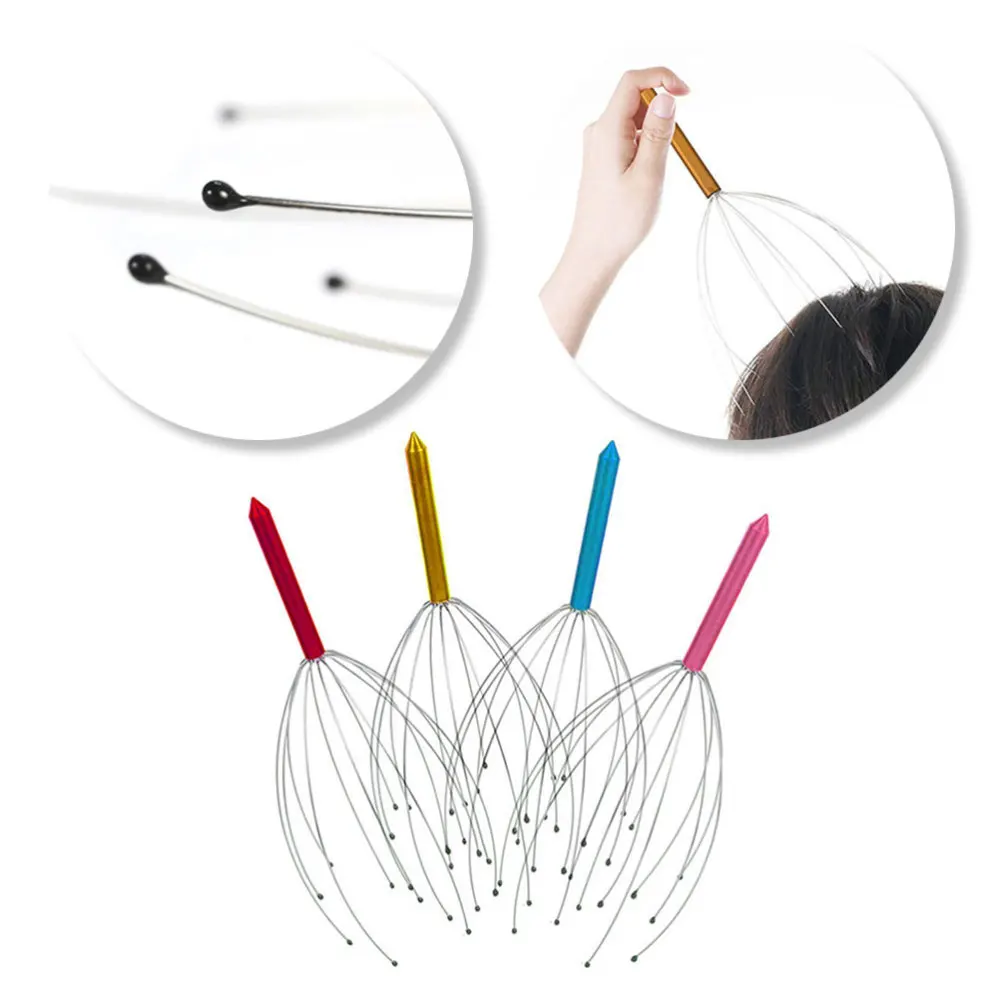 

2Pcs Portable Stainless Steel Octopus Head Claw Massager Scalp Tool Handheld Massager (Random Color)