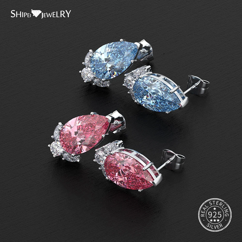 Женские серьги гвоздики из серебра 100% пробы с сапфиром|Серьги-гвоздики| |