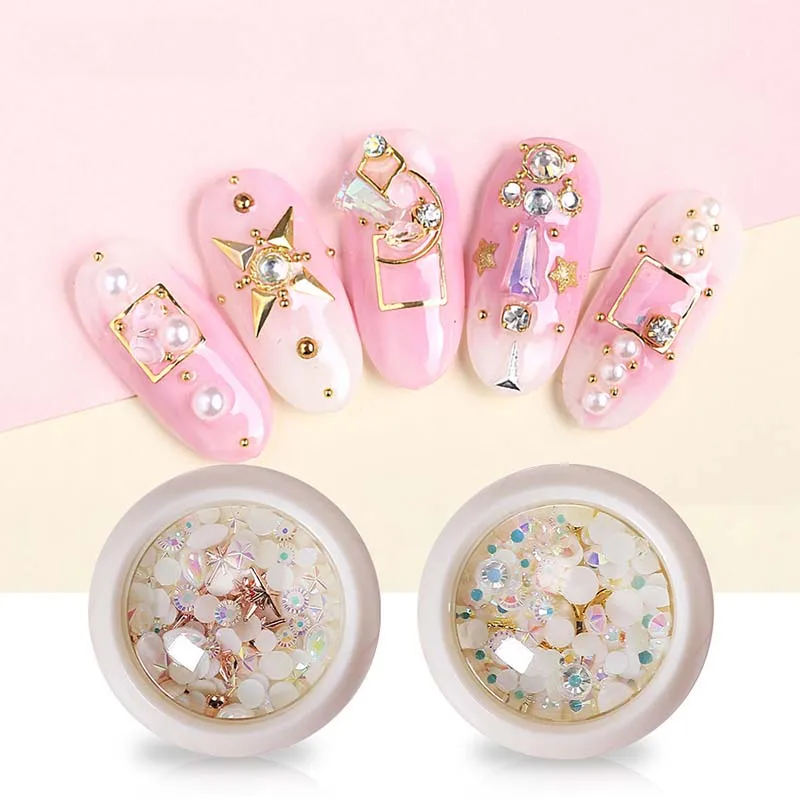 3D Стразы жемчужные камешки для дизайна ногтей разнообразные DIY драгоценные камни