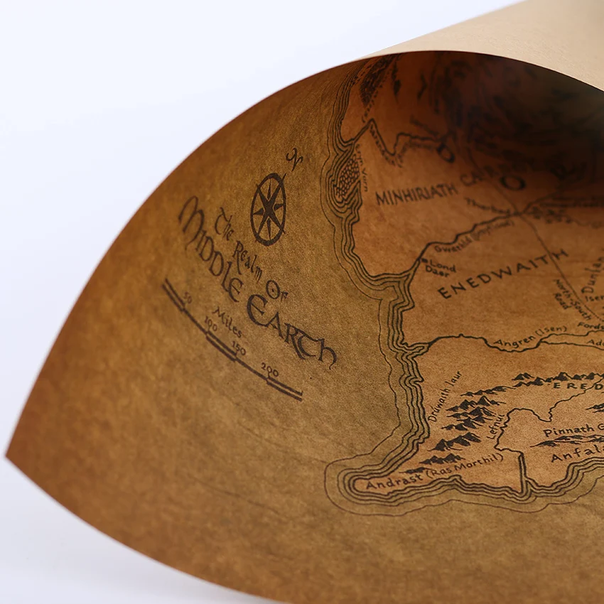 

TIE LER Vintage Middle Earth Map On Poster Home Decor Wall Sticker 51x35.5cm Retro Kraft Paper