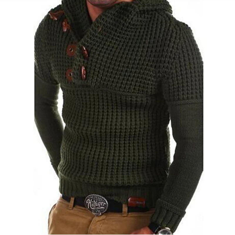 

Men Sweaters Pullover Vintage Knitted Mens Hooded Sweater Plus Size 3XL Mens Sweaters Coats Streetwear Horn Buckle Designer A381