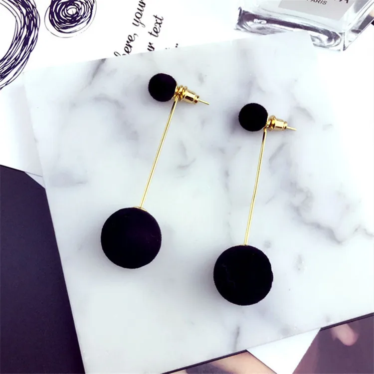 Модные красные черные плюшевые серьги капли в форме сердца для женщин корейские