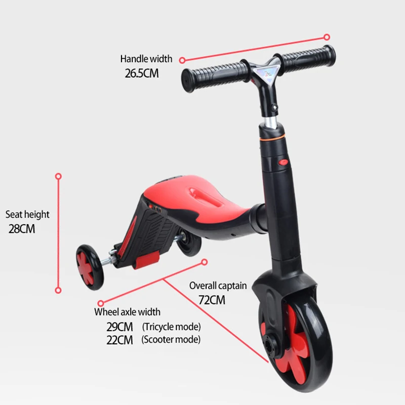 

3 In 1 Baby Tricycle Children Bicycle Three Wheels Toddler Balance Bike Folding Scooter for Kids Child Walker Foldable Trike