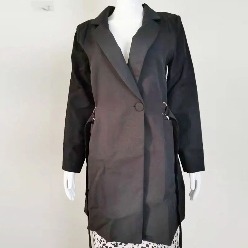 Низкая цена Акция Черная Женская Блейзер сезон весна осень высокого качества