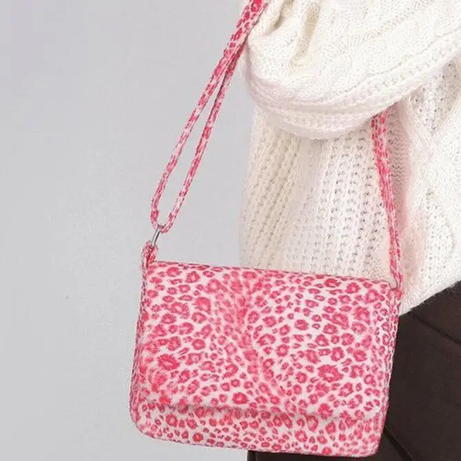 Меховая сумка с животным принтом леопардовая для женщин зимние теплые сумки