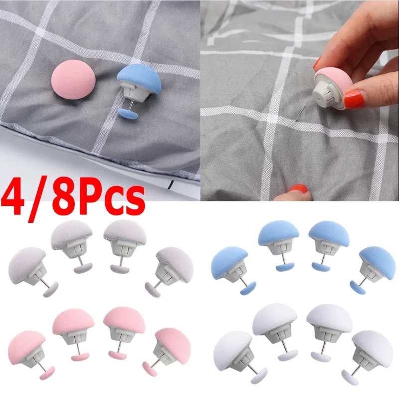 

4Pcs Mushroom Quilt Holder Fixer Blankets Cover Fastener Clip Holder One Key To Unlock Non-slip Bed Sheet Quilt Blanket Clips