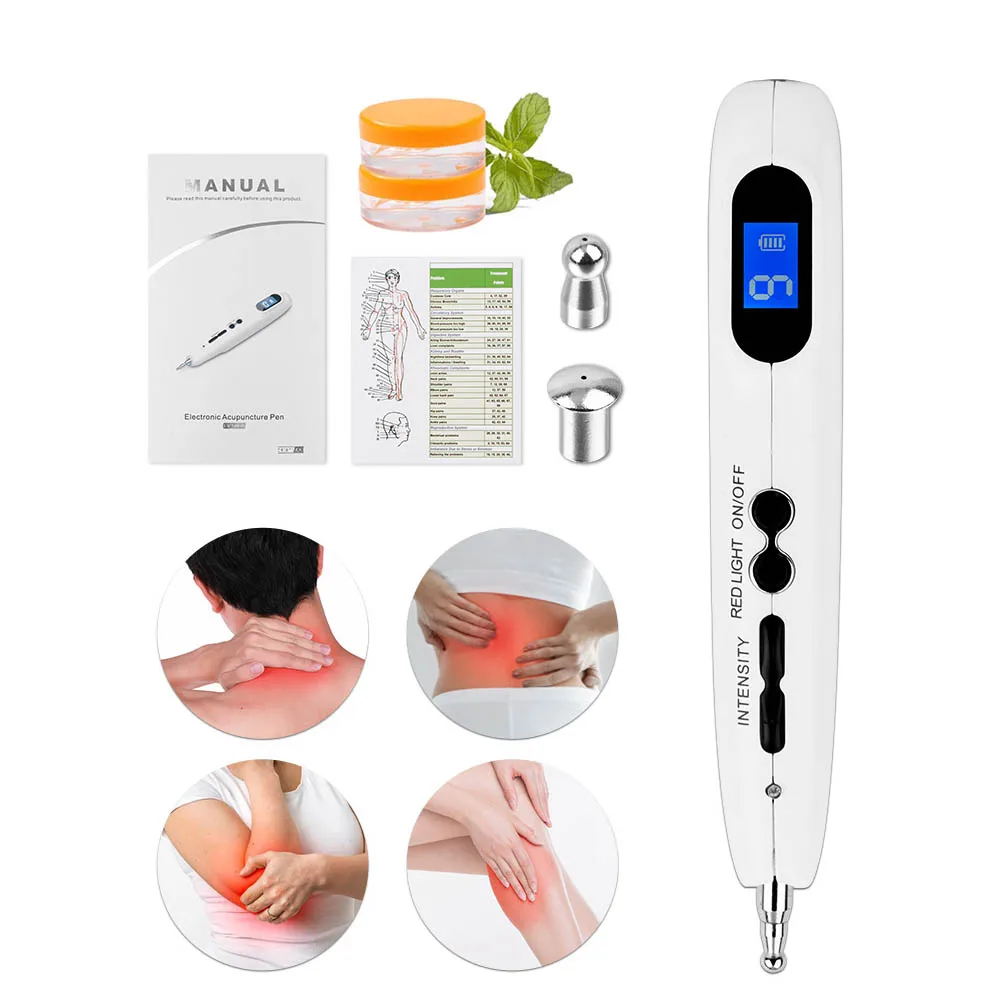 Электрический массажер ручка лазерная акупунктурная с массажным гелем