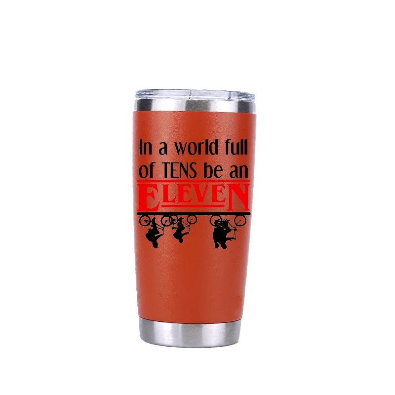 20 oz orange Странные Вещи 30 унций стакан дорожная Автомобильная кружка с двойными стенками Изолированная вакуумная фляжка термос из нержавеющей стали термос для воды, кофе кружка - Цвет: 20 oz orange
