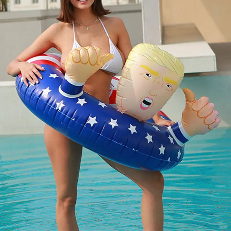 

Creative Inflatable Pool Float Funny Trump American Flag Pool Swimming Floats Durable PVC Beach Party Pool Party Water