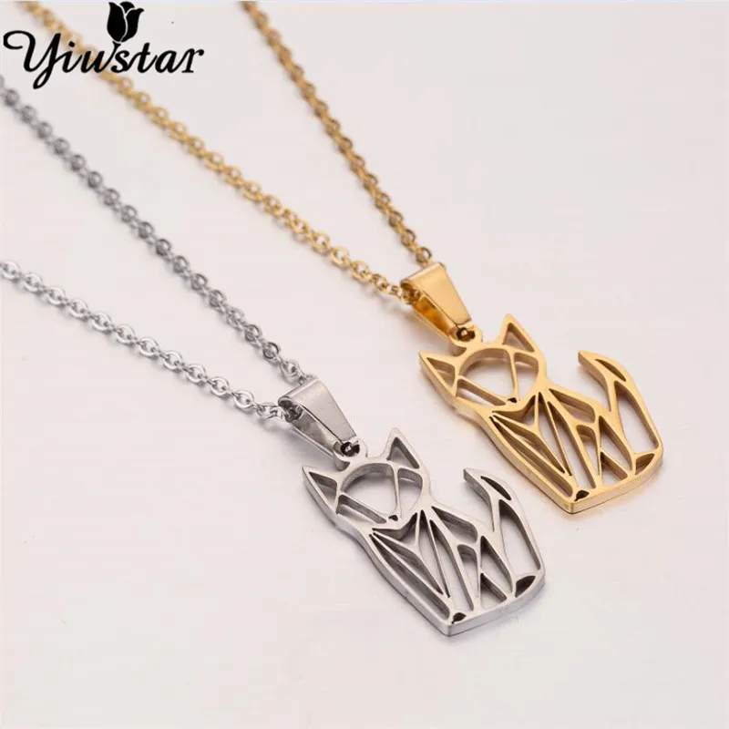 Yiustar золото изящная нержавеющая сталь милое ожерелье с подвеской кошечка для