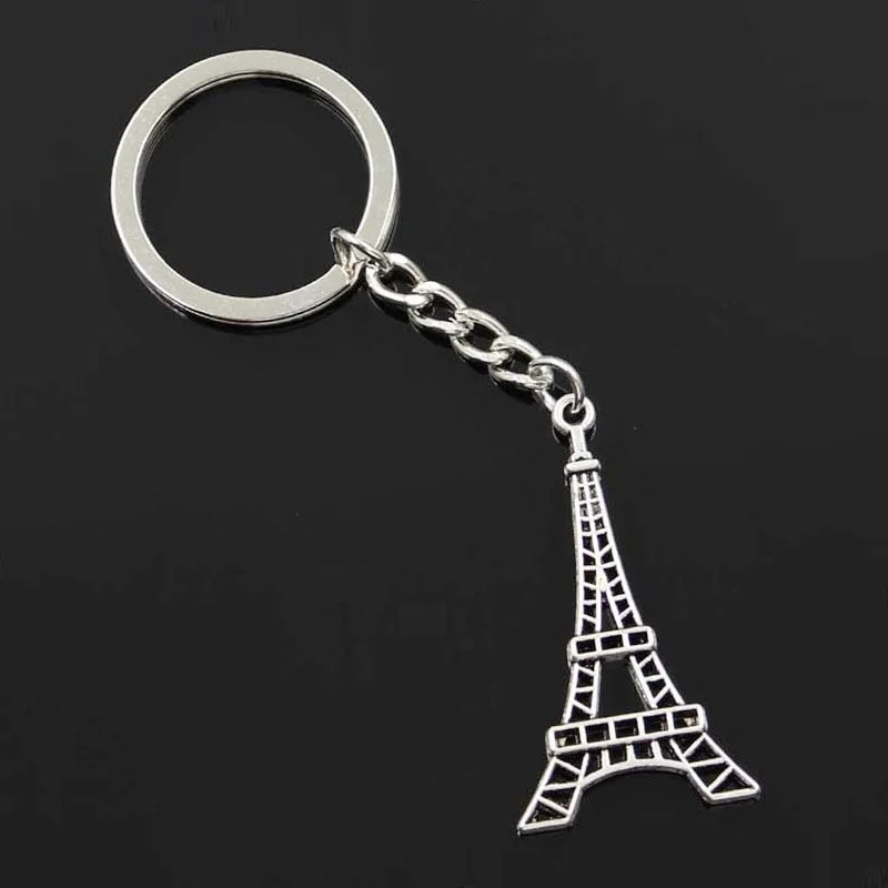 Новинка, модный мужской брелок 30 мм, металлический держатель «сделай сам», цепочка, винтажная Эйфелева башня, Париж 44x24 мм, серебристый цвет, подвеска, подарок