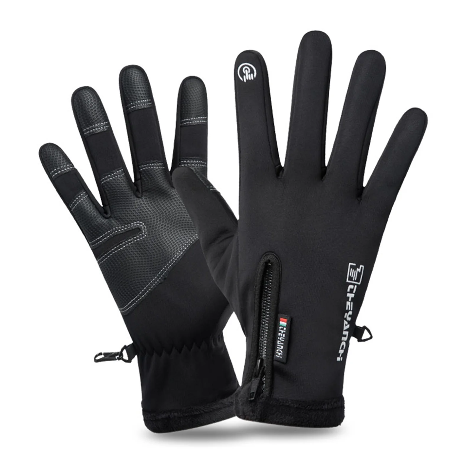 

2021NEW Waterproof Men's Winter Gloves Male Sports Gloves Women Fluff Warm Ski Zipper Plus Velvet Motorcycle Riding Keep Warm