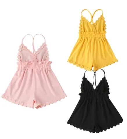 

FOCUSNORM От 1 до 6 лет, милое летнее платье для маленьких девочек, комбинезоны с оборками V образным вырезом без бретелек эластичный комбинезон 3 ...