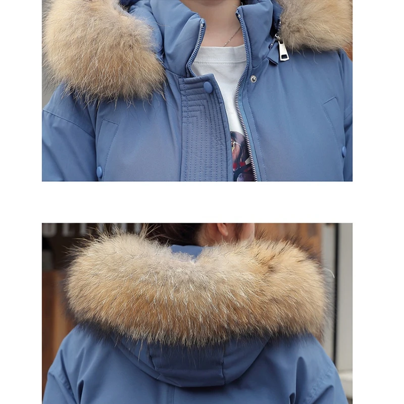 Women Winter Parka Coats 2019 New Woman Long coat Loose Big Fur Collar Hooded Cotton-padded jacket Warm coats Female Overcoat | Женская