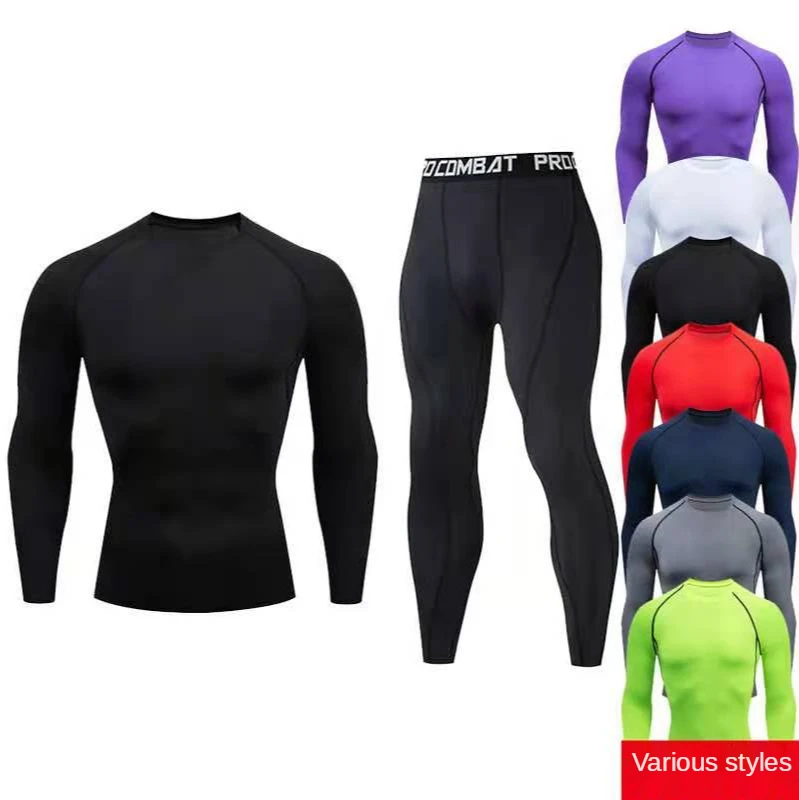 

Men's Sportswear Jogging Track And Field Wear Basketball Training Running Tights Suit Sportswear Gym Compression Suit Men MMA