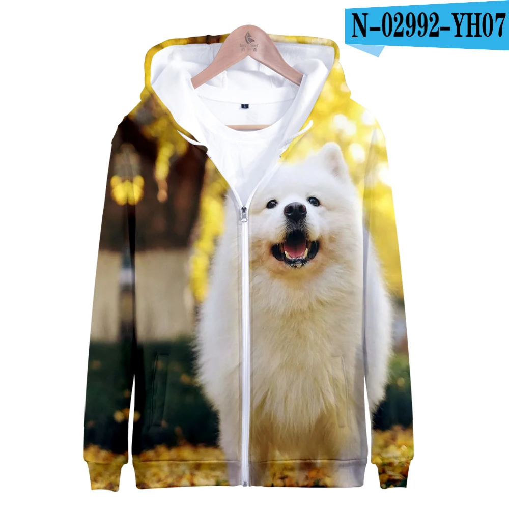 Горячая Распродажа Samoyed куртка на молнии 3D Толстовка с принтом Samoyed толстовки женские большие размеры для женщин уличная - Цвет: D