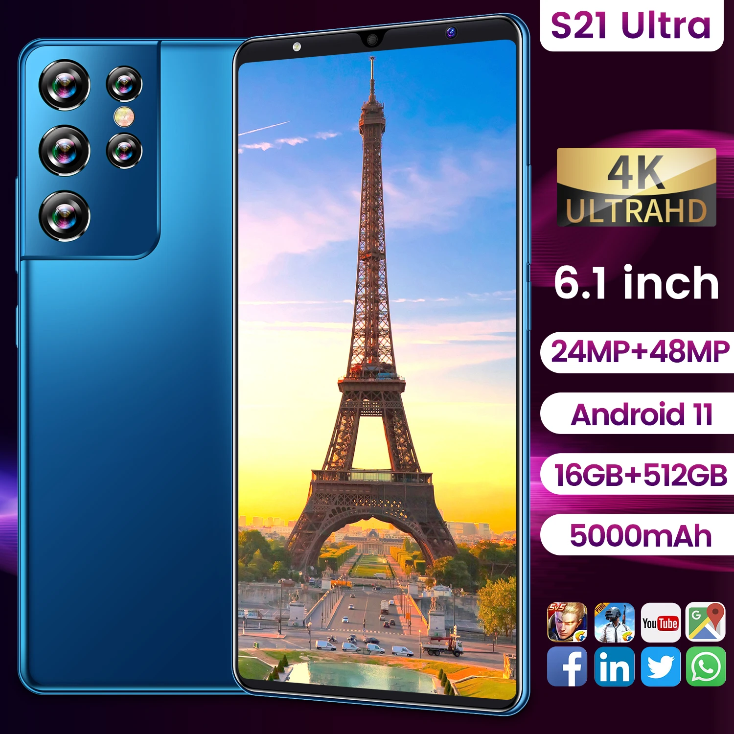 

Смартфон Galay S21 +, 5,8 дюйма, 10 + 512 ГБ, 4800 мАч