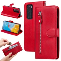 leather zipper flip phone case huawei p40 p30 p20 pro lite p smart z plus 2019 magnetic wallet case cover coque
