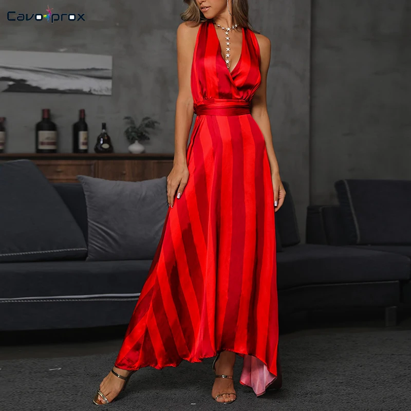 Женское платье без рукавов с градиентными полосками и v образным вырезом уличная