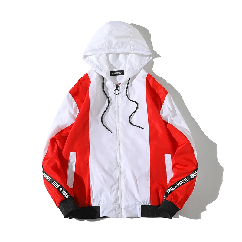 

Fashion Hooded Jacket Men and Women Spring Autumn Casual Printed Zipper Cap Thin Windbreaker Hip Hop Streetwear