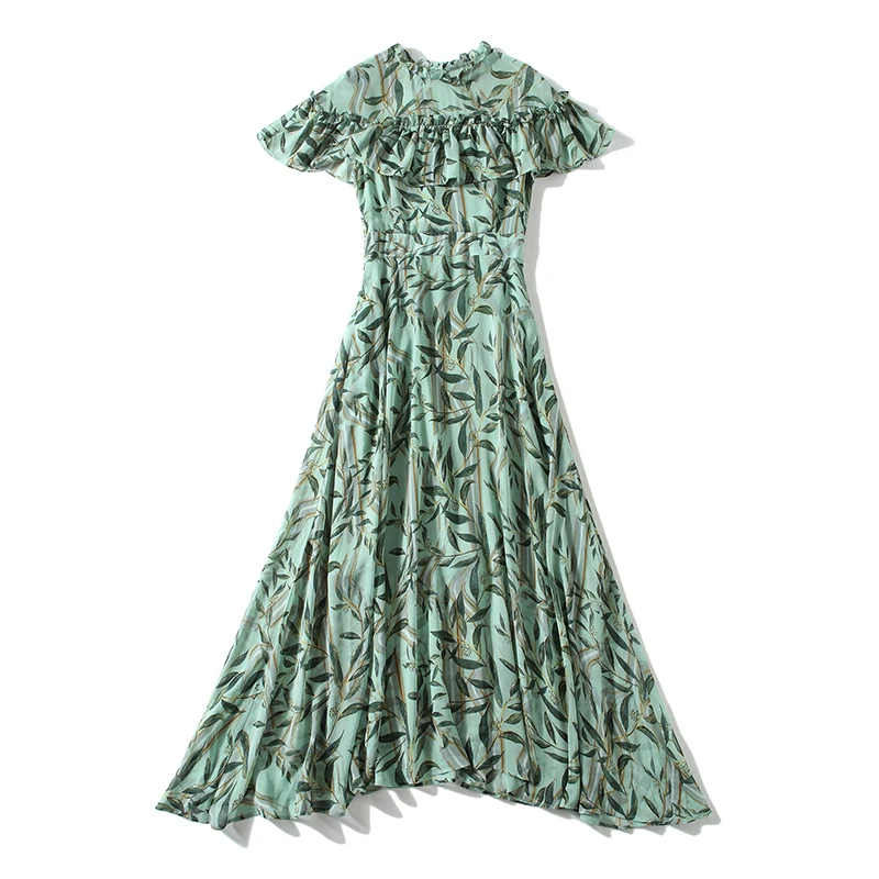 

Printed dress girl 20201 summer young weight slim over knee-length skirt dresses for women