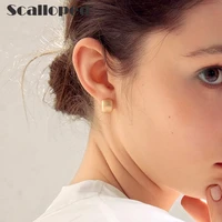 scalloped 2021 new trendy gold plated matte texture curve stud earring minimalist classic c shape ear jewelry for women gifts