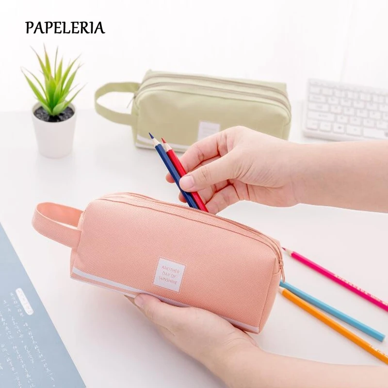 Креативный большой пенал на двойной молнии Kawaii школьный для карандашей большая