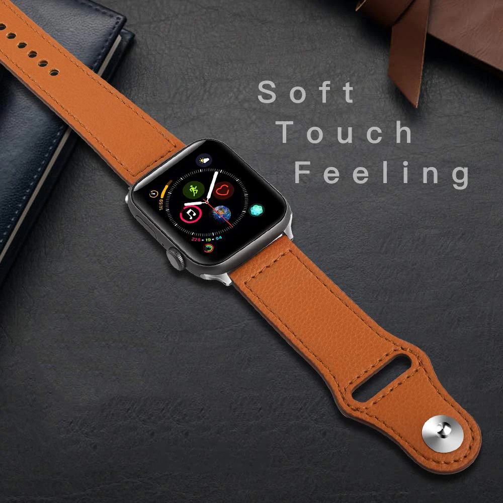 Ремешок из натуральной кожи для Apple Watch Band 38 мм 42 мм двухцветный браслет для Iwatch 1 2 3 4 5 44 мм 40 мм аксессуары петля