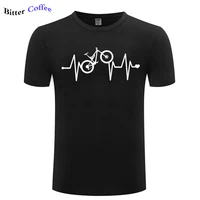 summer new fashion mountain bike heartbeat t shirt short sleeved 100 cotton funny o neck men top tees plus size