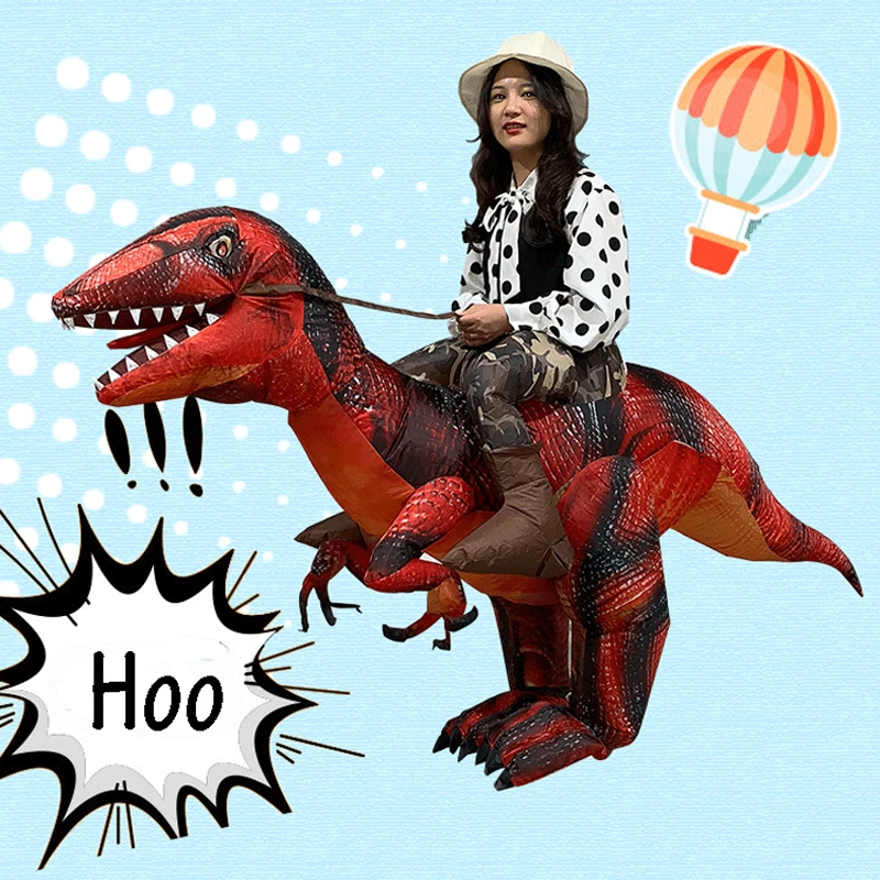 Надувной костюм динозавра для вечерние Рождества T-Rex Велоцираптор взрослых