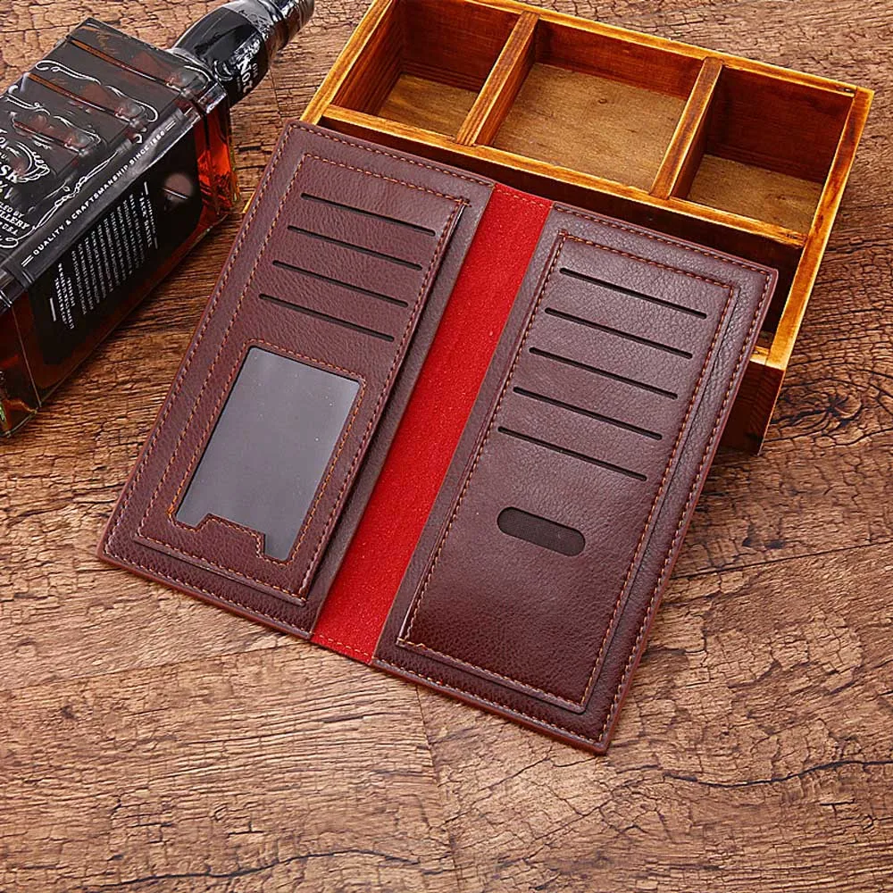 Винтажный Мужской Кожаный Фирменный Роскошный кошелек длинный лаконичный для