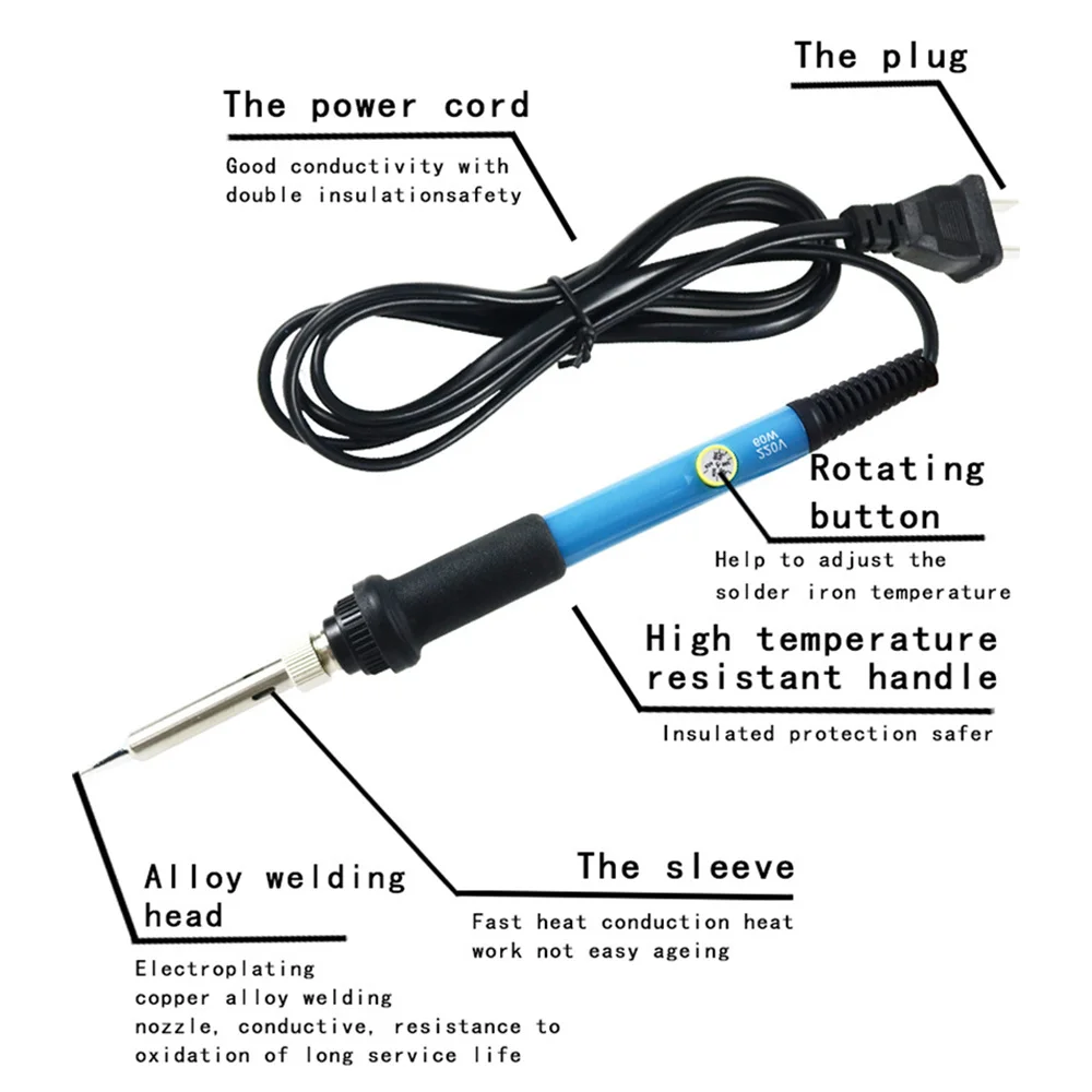 

15 Pcs Soldering Iron Kit Adjustable Temperature 60W Solder Welding Tools Ceramic Heater Soldering Tips Desoldering Pump