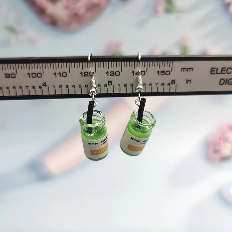 

1Pair Korea Colorful Simulated Pearl Milk Tea Drop Dangle Earrings for Women Cartoon Earring Handmade Creative Jewelry EC344