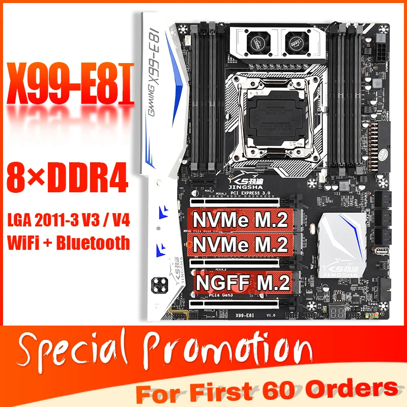 JINGSHA X99 материнская плата с двумя M.2 NVME Слоты PCI-E 3 0 DDR4 2133 2400 МГц LGA2011-3 E5 V3/V4 Ксеон