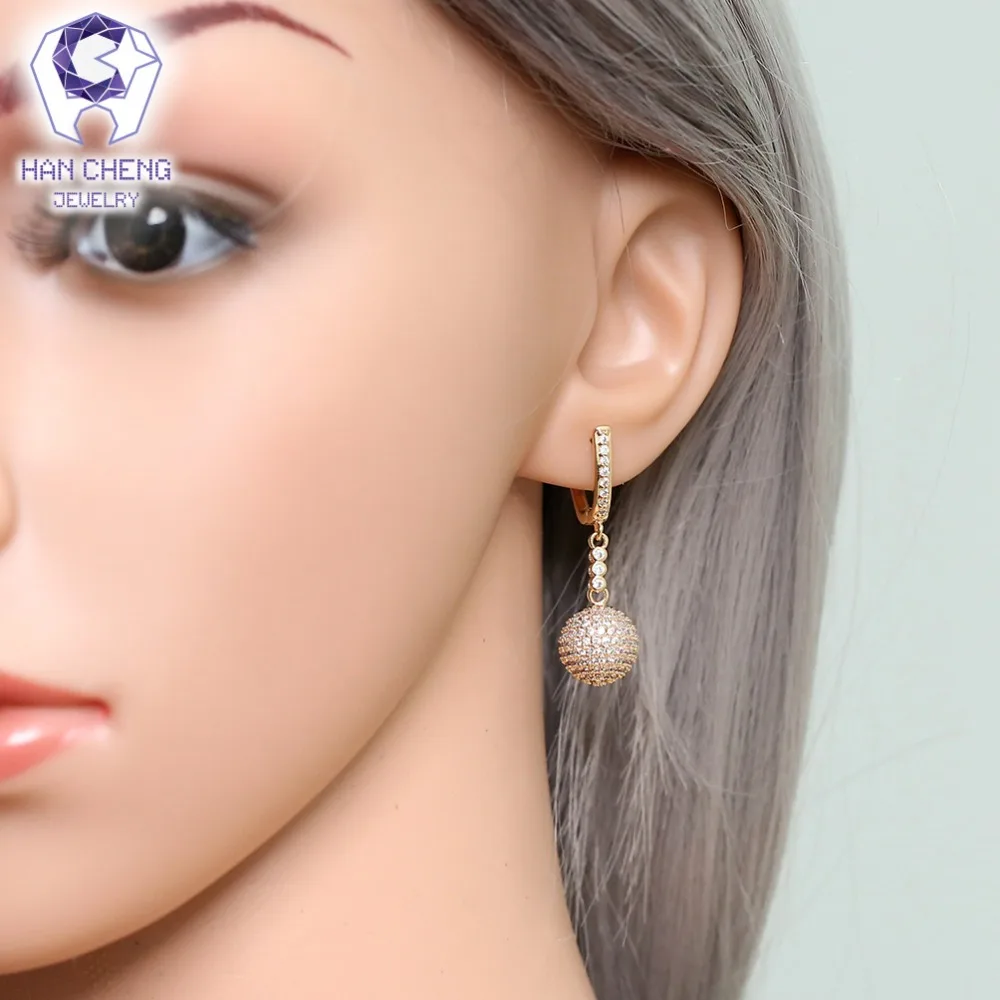 Женские серьги капельки HanCheng длинные золотого цвета с круглыми шариками и