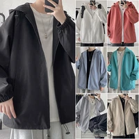 hybskr 2021 autumn hooded mens jacket oversized casual mens windbreaker harajuku solid color men coats designer mens clothing