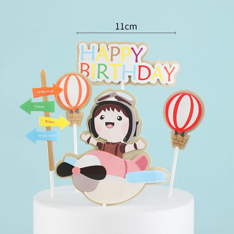 Детский Топпер для торта на день рождения с трехмерным летательным аппаратом и
