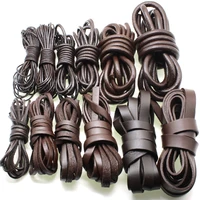 2meter 1 5 2 3 4 5 6 8 mm brown color real genuine leather cord round flat rope string for diy necklace bracelet jewelry cord