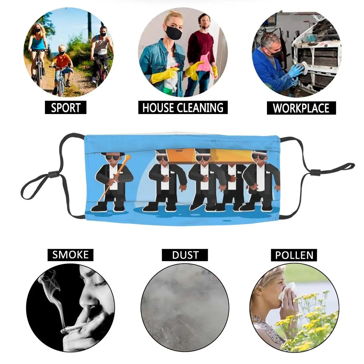 Смерть Танцы мем моющиеся Mascarillas рот гроб для танцев в стиле поп-многоразовые