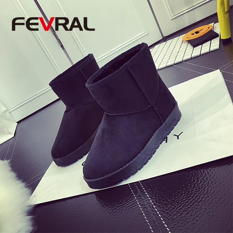 Женские зимние ботинки FEVRAL 2021 для пар Теплые ботильоны с меховой подкладкой и