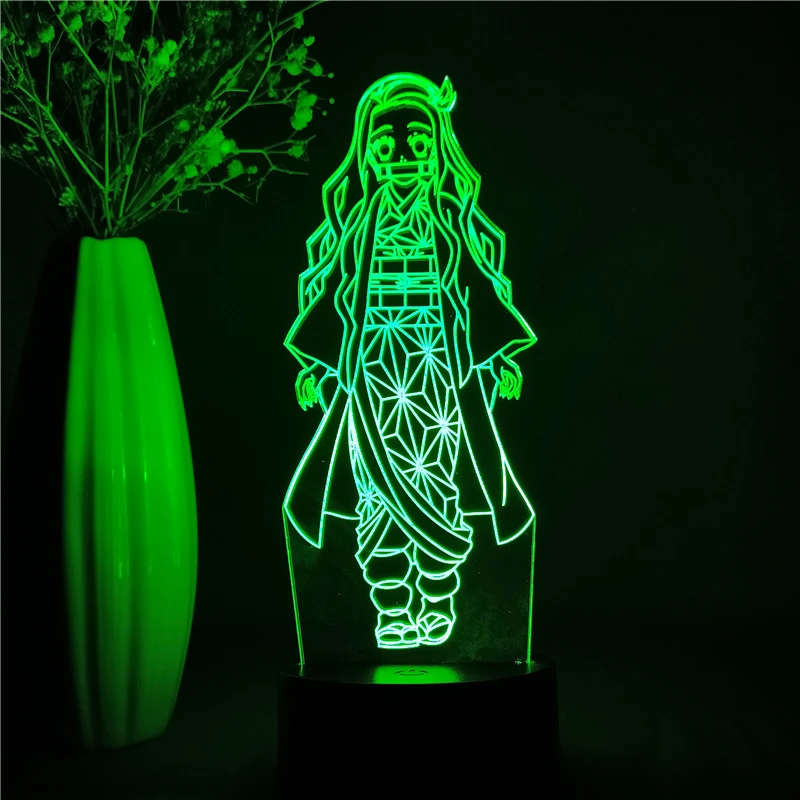 

Acrylic Led 3D Night Light Anime Demon Slayer Figure Kamado Nezuko Figurine Manga Lamp Kids Child Bedroom Decor Table Lamp Gift